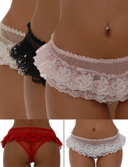 three color Tulle short sexy panties